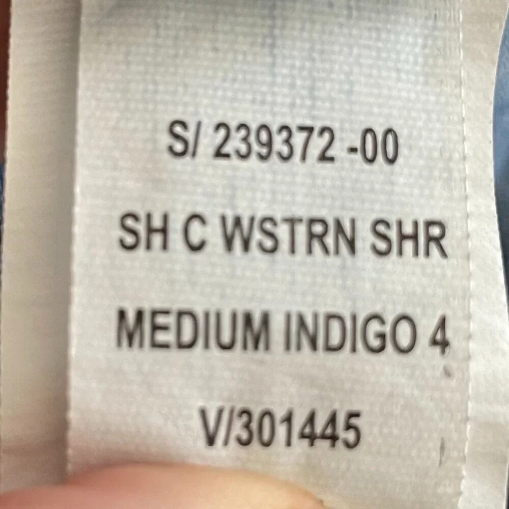 GAP Denim LS Western Cowgirl Denim Shirt Pearl Snap Close Med Wash Indigo Blue S - Picture 10 of 12